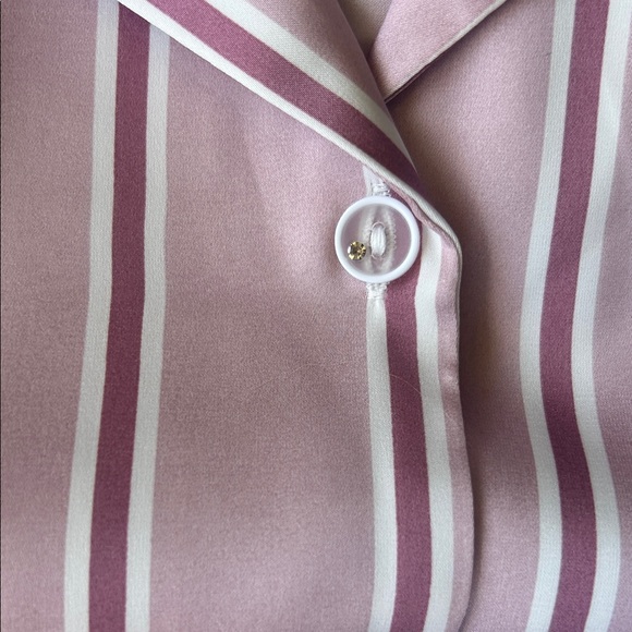 Chic Pink Striped Silky Pajama Pant Set XXL - Picture 3 of 9